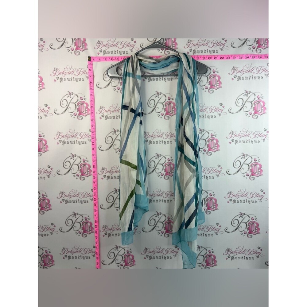 Attitude scarf scarve wrap checker Blue & White Striped Lightweight Scarf